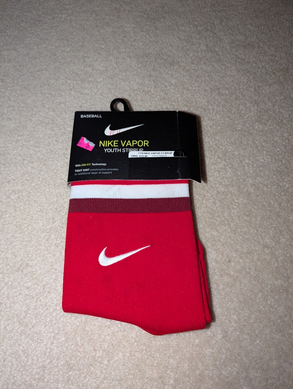 NIKE YOUTH VAPOR STIRRUP SOCKS RED ONE SIZE FITS MOST